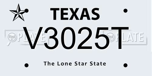 V3025T Texas License Plate