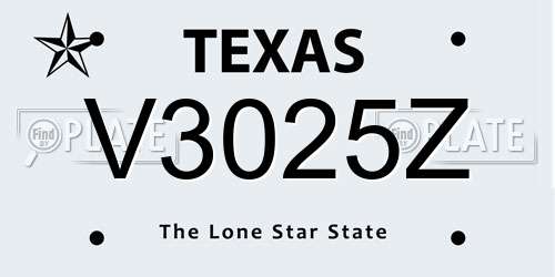 V3025Z Texas License Plate