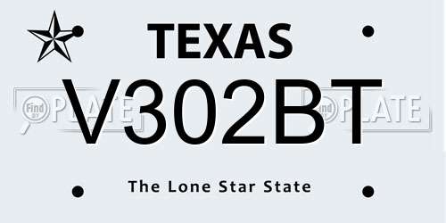 V302BT Texas License Plate