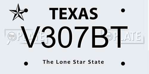 V307BT Texas License Plate