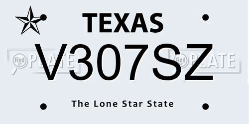 V307SZ Texas License Plate