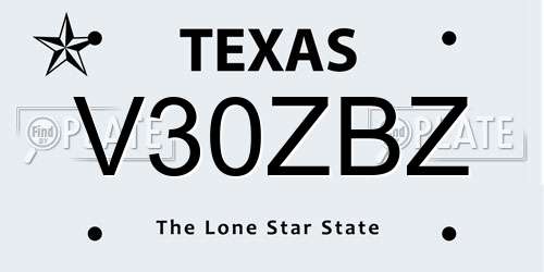 V30ZBZ Texas License Plate