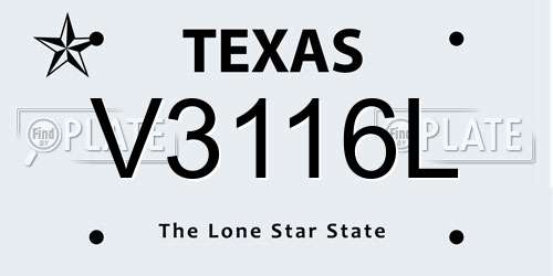 V3116L Texas License Plate