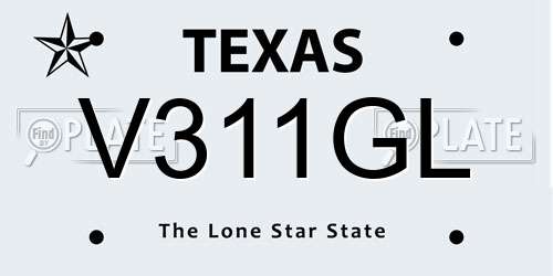 V311GL Texas License Plate