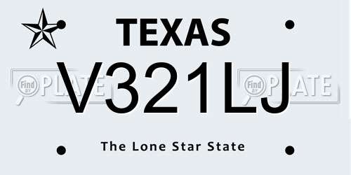 V321LJ Texas License Plate