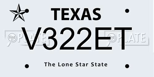 V322ET Texas License Plate
