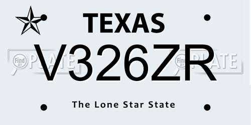 V326ZR Texas License Plate