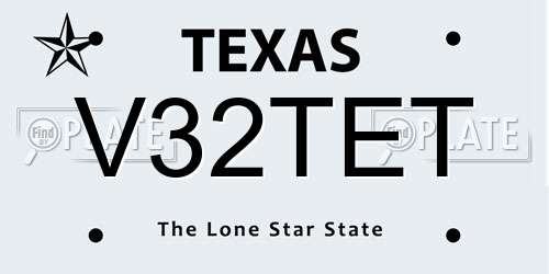 V32TET Texas License Plate