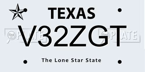 V32ZGT Texas License Plate