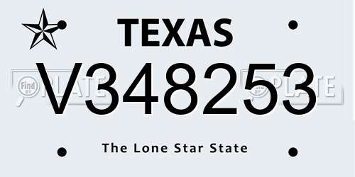 V348253 Texas License Plate