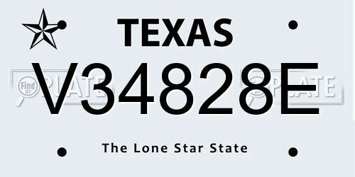 V34828E Texas License Plate