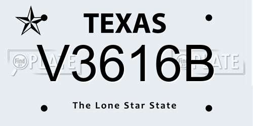 V3616B Texas License Plate