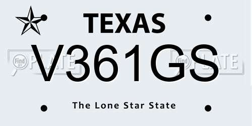 V361GS Texas License Plate