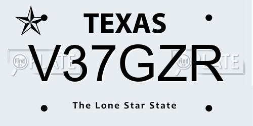 V37GZR Texas License Plate