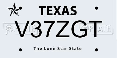 V37ZGT Texas License Plate