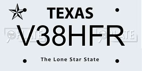 V38HFR Texas License Plate