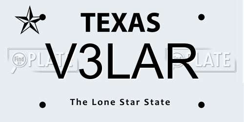 V3LAR Texas License Plate