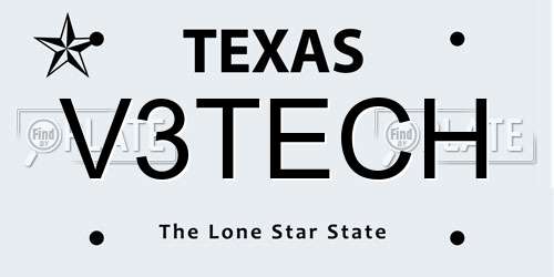 V3TECH Texas License Plate