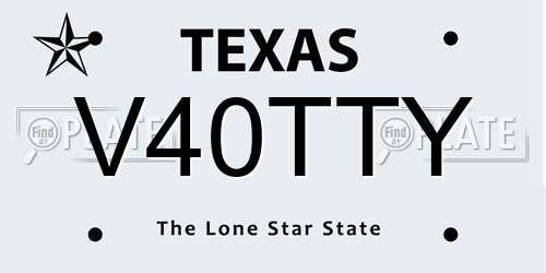 V40TTY Texas License Plate