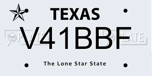 V41BBF Texas License Plate