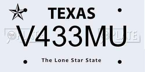 V433MU Texas License Plate