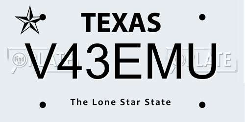 V43EMU Texas License Plate