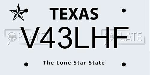 V43LHF Texas License Plate