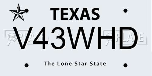 V43WHD Texas License Plate