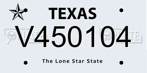V450104 Texas License Plate