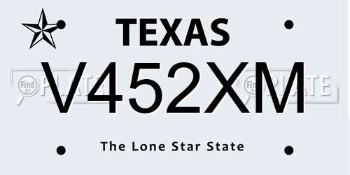 V452XM Texas License Plate