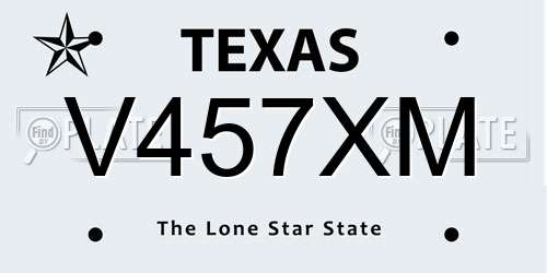 V457XM Texas License Plate
