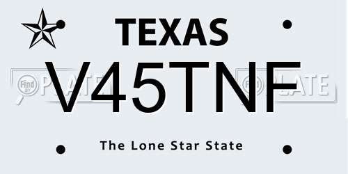 V45TNF Texas License Plate