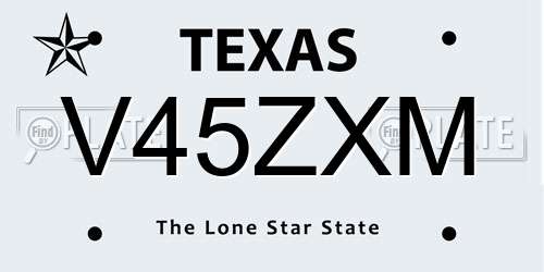 V45ZXM Texas License Plate