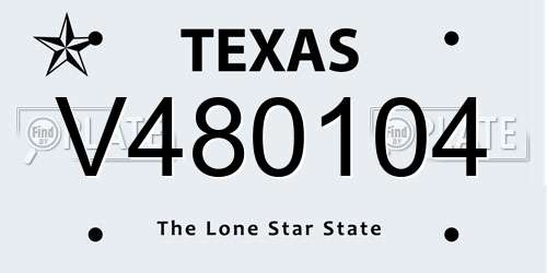 V480104 Texas License Plate