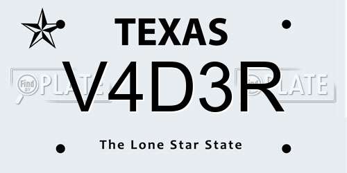 V4D3R Texas License Plate