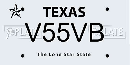 V55VB Texas License Plate