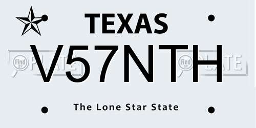 V57NTH Texas License Plate