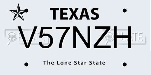 V57NZH Texas License Plate