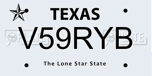 V59RYB Texas License Plate