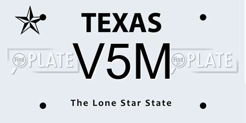 V5M Texas License Plate