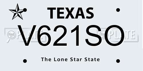V621SO Texas License Plate