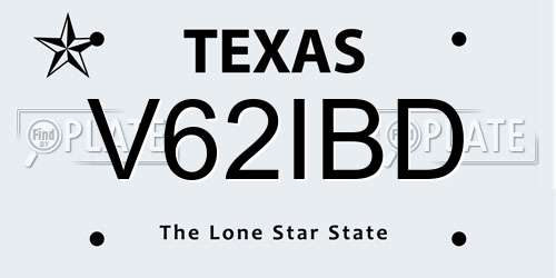 V62IBD Texas License Plate