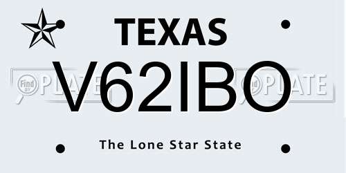 V62IBO Texas License Plate