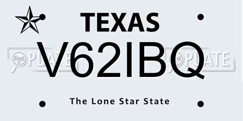 V62IBQ Texas License Plate