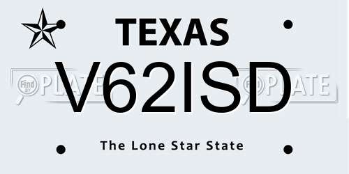 V62ISD Texas License Plate