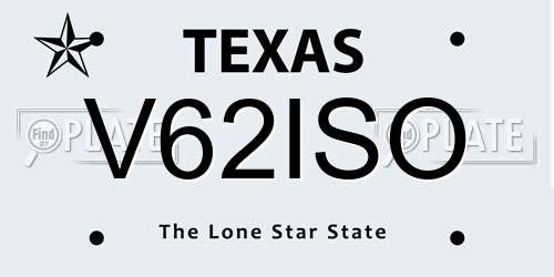 V62ISO Texas License Plate
