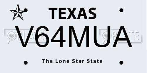 V64MUA Texas License Plate