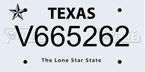 V665262 Texas License Plate