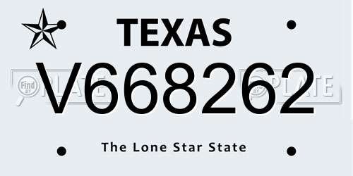 V668262 Texas License Plate