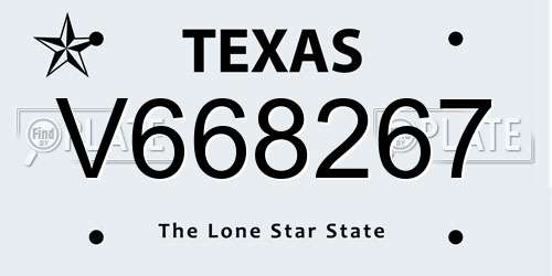 V668267 Texas License Plate